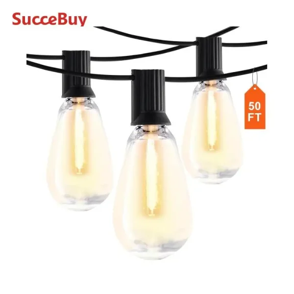 SucceBuy LED Outdoor String Lights 2700K Dimmable Waterproof